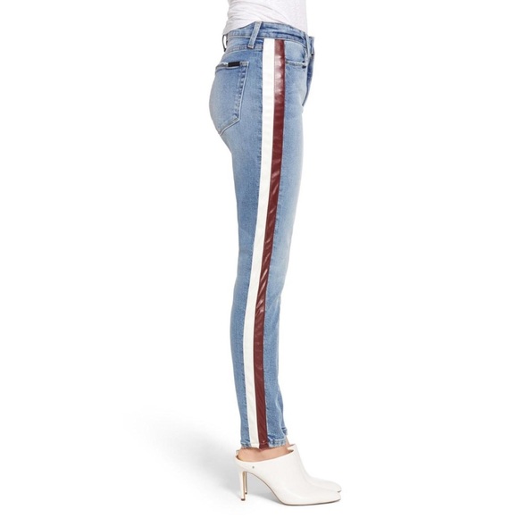 Joe's Women’s Charlie Leather Stripe High Rise Skinny Ankle Jeans Size 26 - Picture 2 of 15